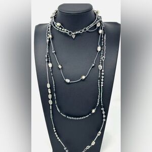 RETIRED Silpada Multi-Layered Hematite, Glass Beads & 925 42” Necklace